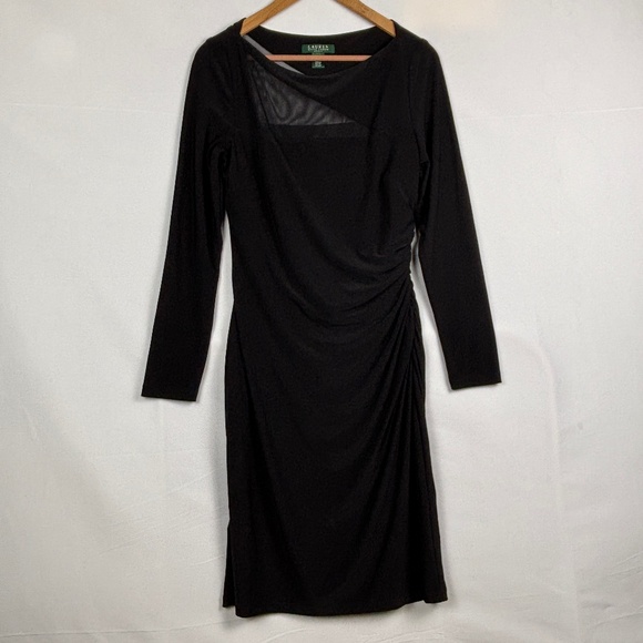 Lauren Ralph Lauren Women LongSleeve Midi Dress 10 Bodycon Party Cocktail Mesh - Picture 2 of 13